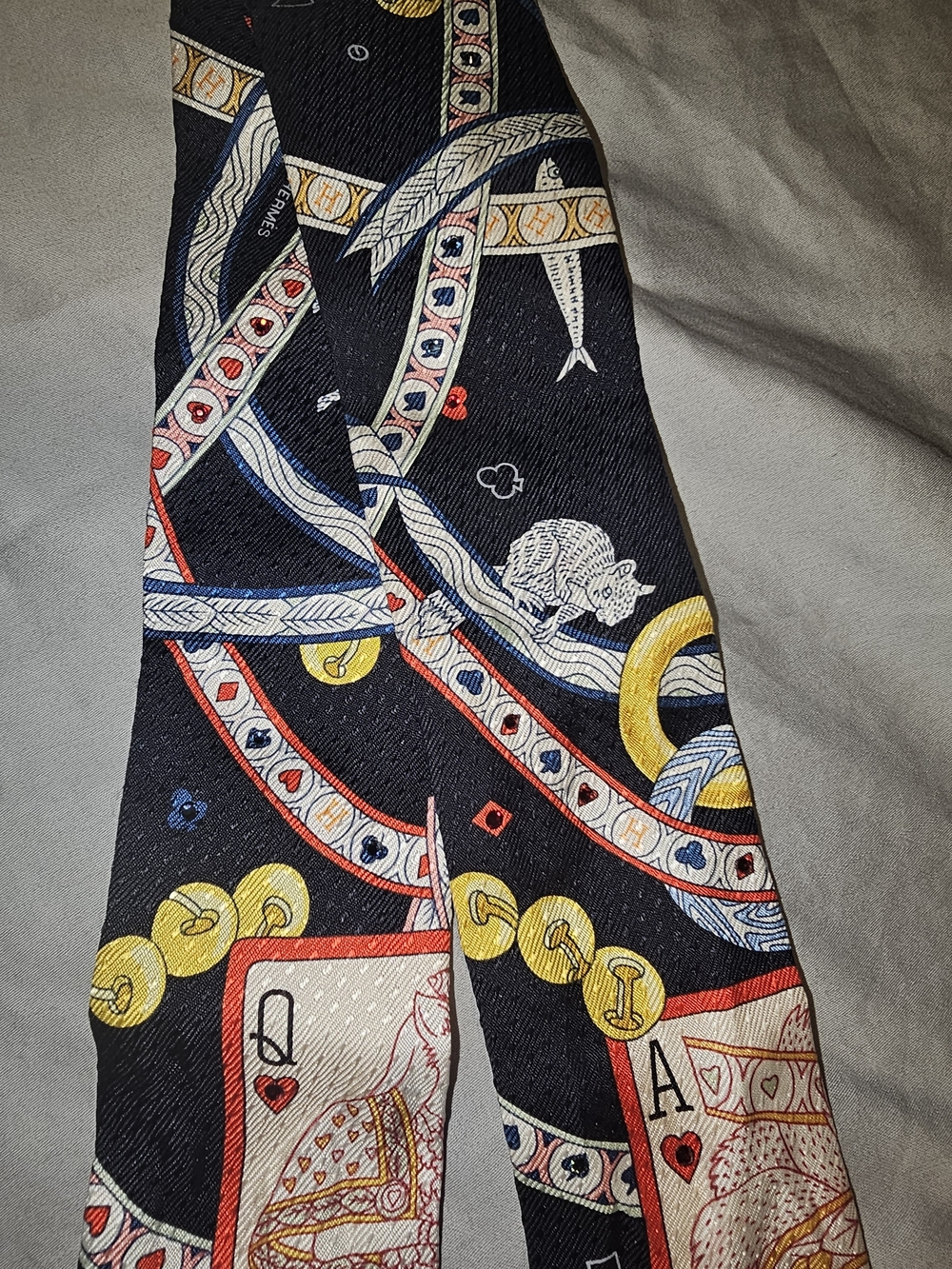 Hermes Black Playing Card Twilly Scarf - Picture 2 of 8